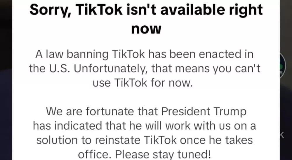 TikTok mensaje bloqueo Estados Unidos TikTok mensaje bloqueo Estados Unidos