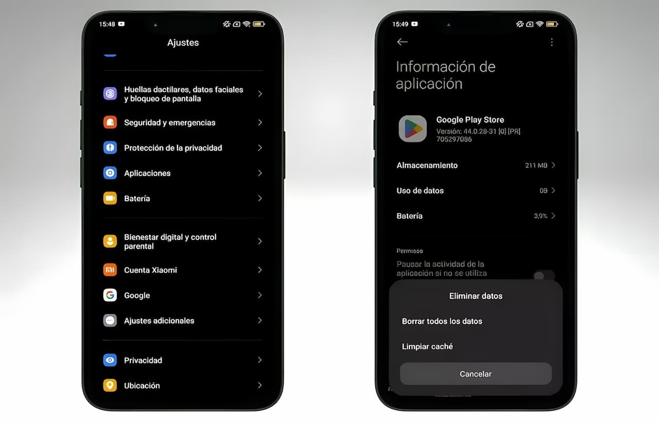 borrar cache google play store borrar cache google play store