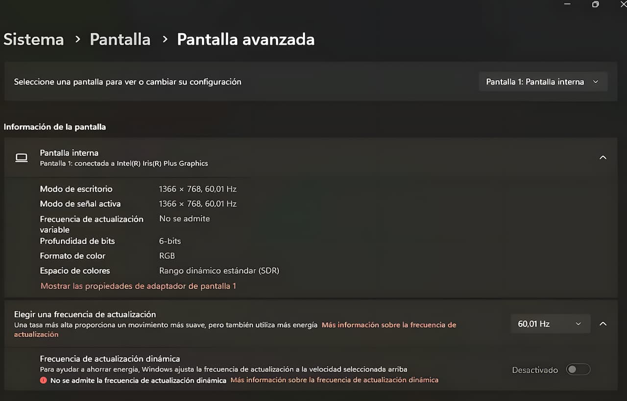 pantalla avanzada windows tasa refresco  pantalla avanzada windows tasa refresco