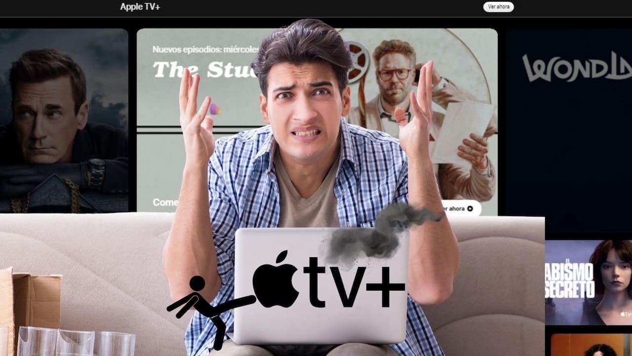 Chico preocupado Apple TV Plus logo humo Chico preocupado Apple TV Plus logo humo