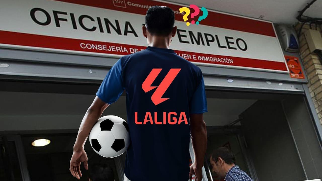 Futbolista logo LaLiga confundido visitando oficina empleo Futbolista logo LaLiga confundido visitando oficina empleo