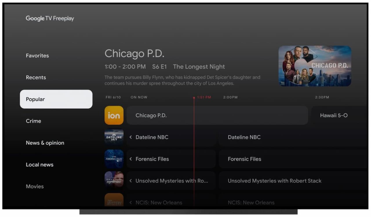 Google TV freeplay canales Google TV freeplay canales