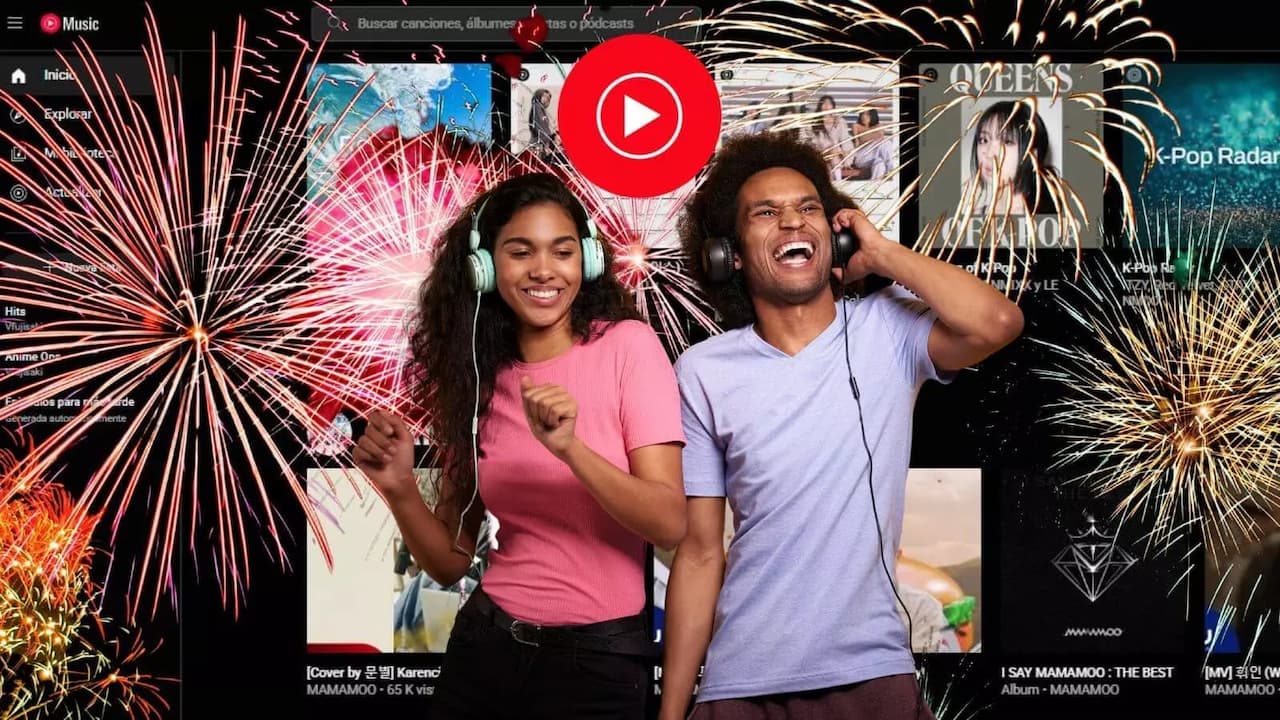 YouTube Music escuchando musica online fuegos artificiales YouTube Music escuchando musica online fuegos artificiales