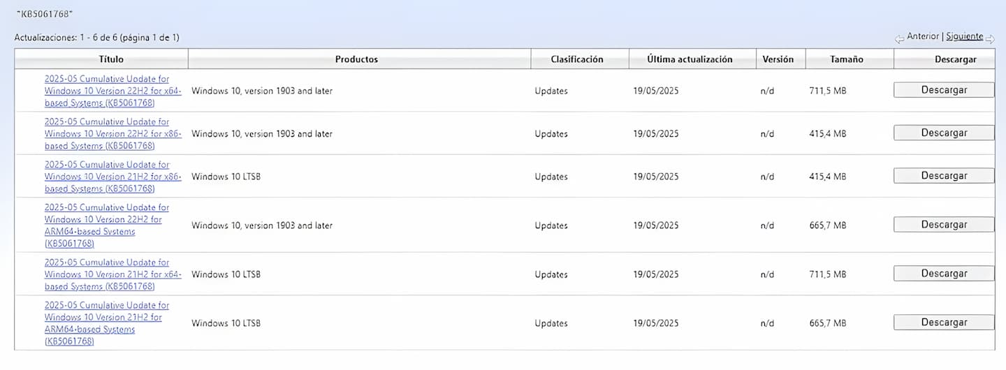 Actualizacion manual version KB5061768 Windows 10 Actualizacion manual version KB5061768 Windows 10
