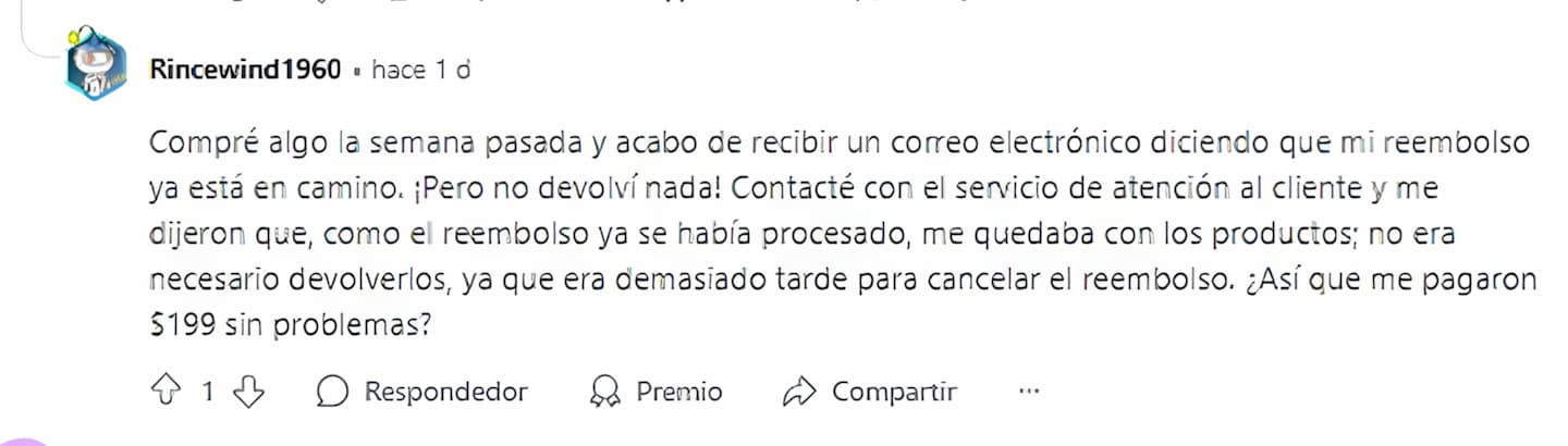 Comentario devolucion Amazon Reddit 200 dolares Comentario devolucion Amazon Reddit 200 dolares