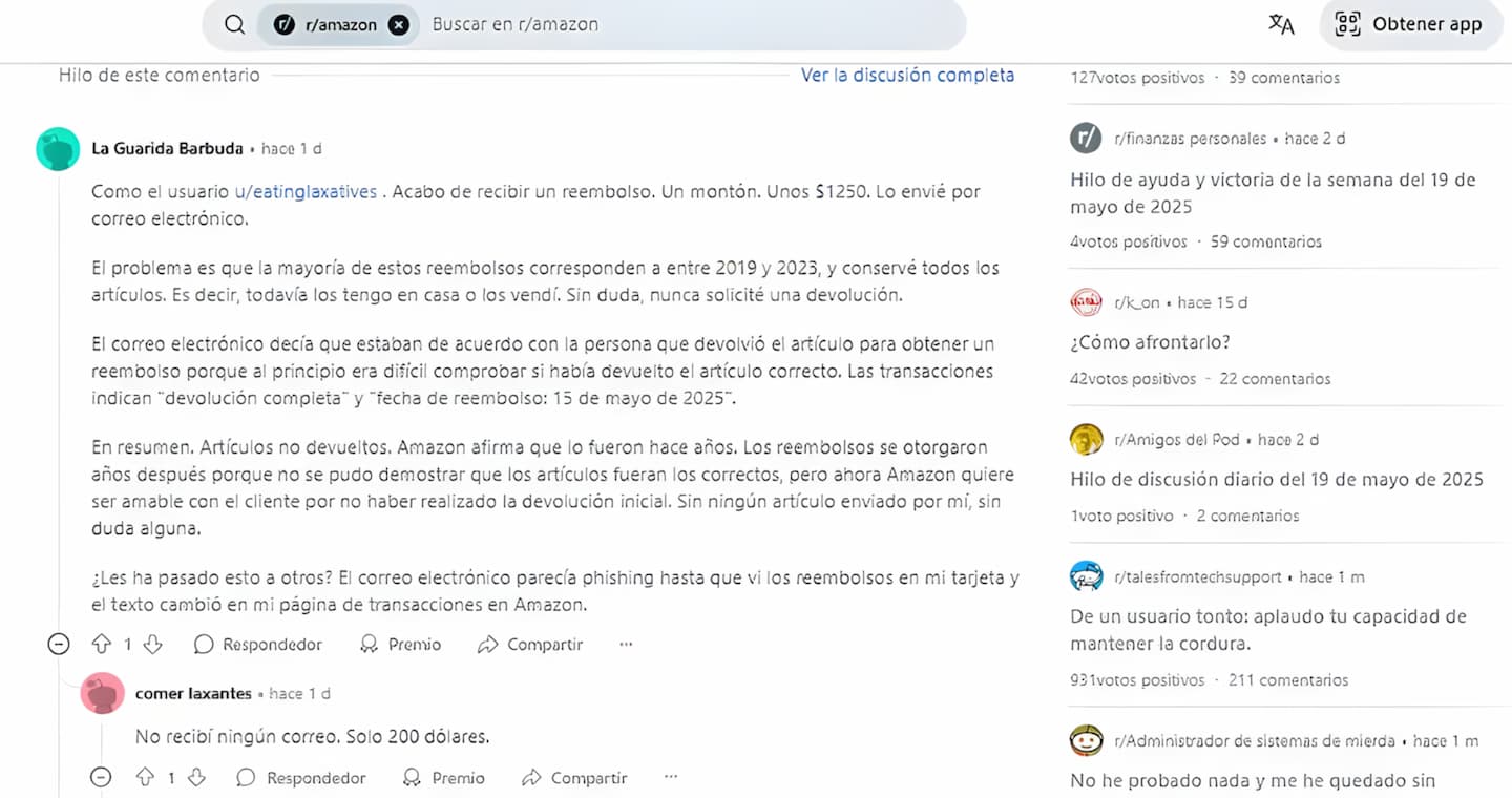 Devolucion dinero Amazon 1250 dolares Reddit Devolucion dinero Amazon 1250 dolares Reddit