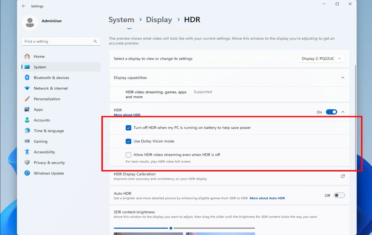 hdr settings improvements hdr settings improvements