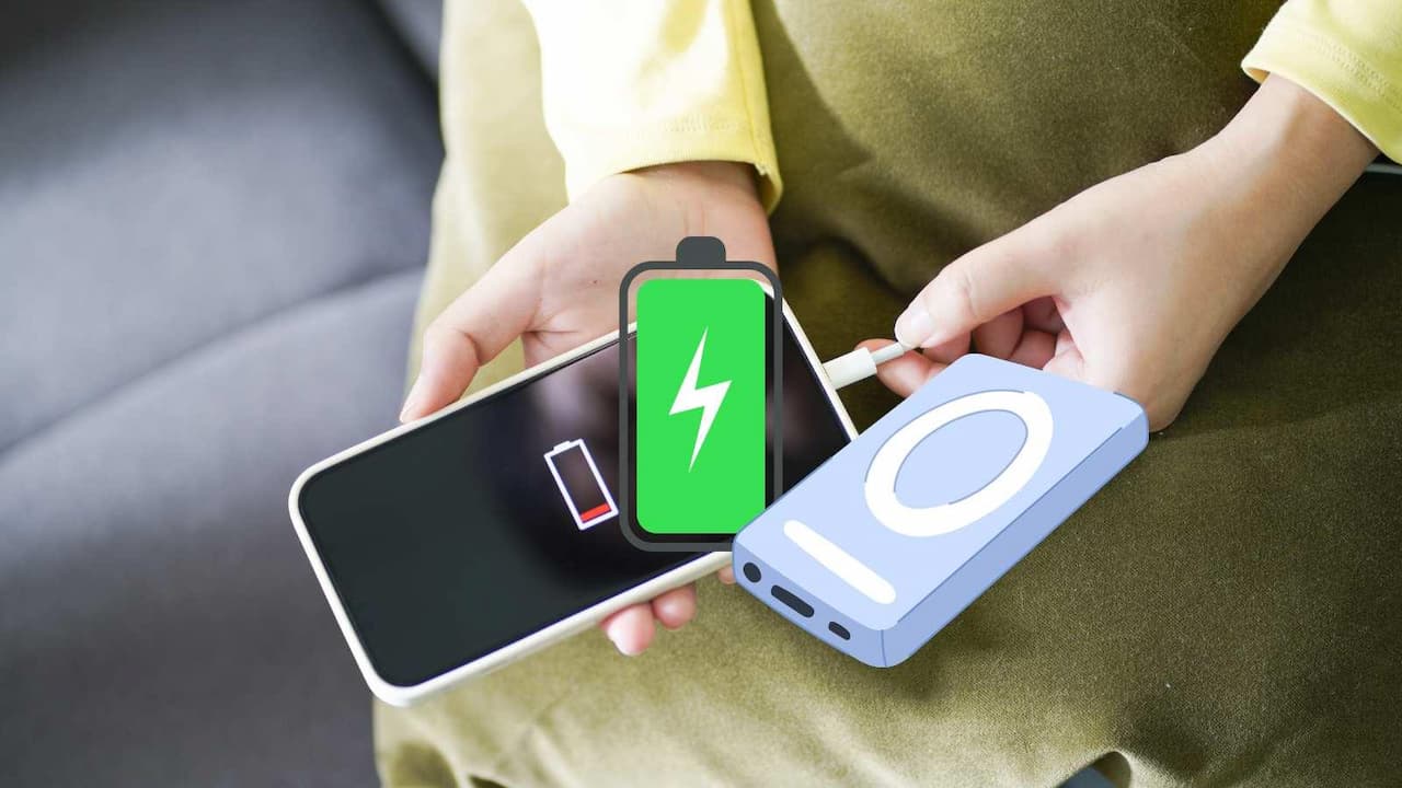 smartphone cargando powerbank smartphone cargando powerbank