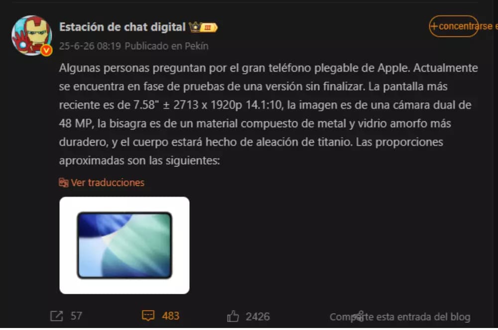 Captura-de-pantalla-de-Weibo-sobre-las-filtraciones-de-iPhone-Fold Captura-de-pantalla-de-Weibo-sobre-las-filtraciones-de-iPhone-Fold