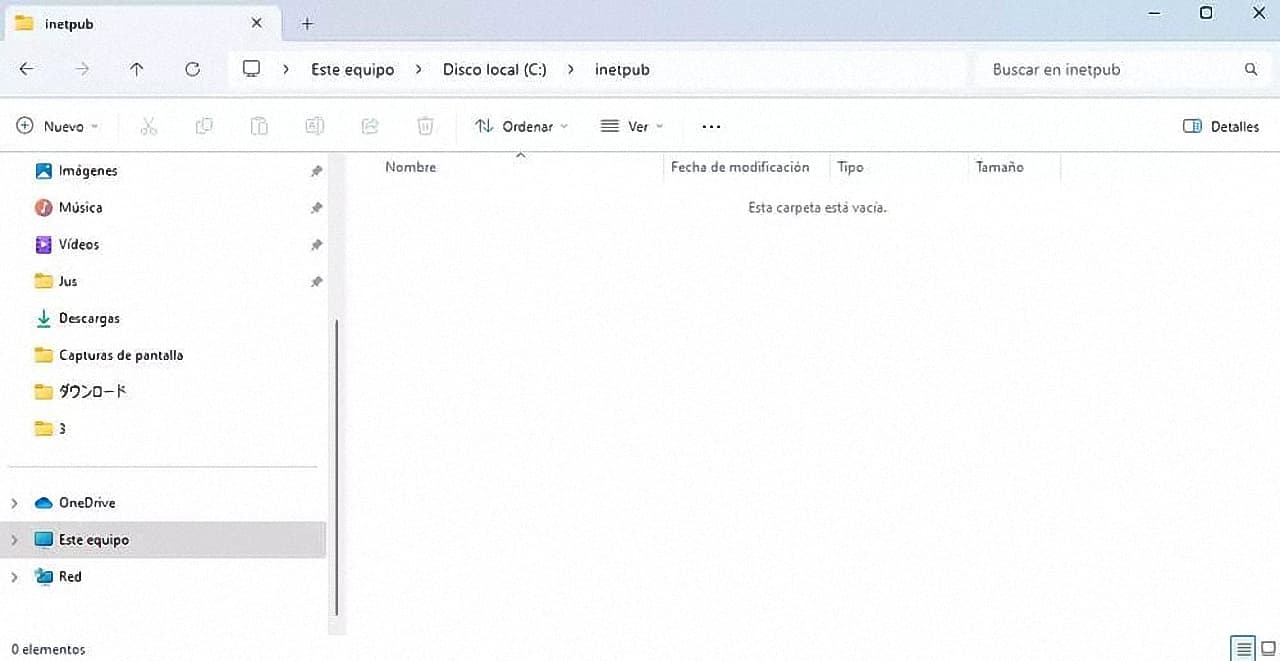 Carpeta-inetpub-contenido-vacio-dentro-Windows Carpeta-inetpub-contenido-vacio-dentro-Windows